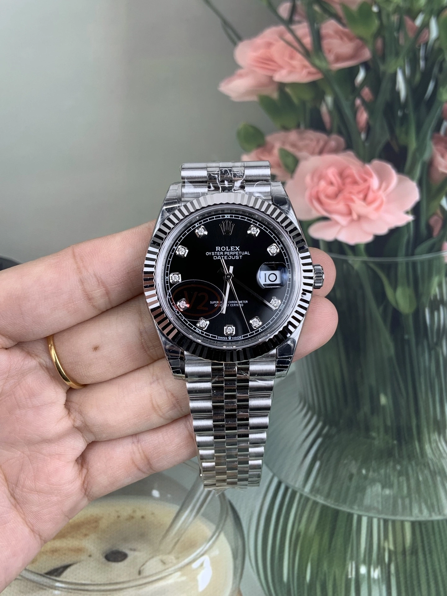 CBD Factory (V2) Rolex Datejust 41mm Deep Black Diamond Dial Fluted Bezel Jubilee Bracelet (126334) 1:1 Super Clone – DD3235 Movement WrinkleFree 45