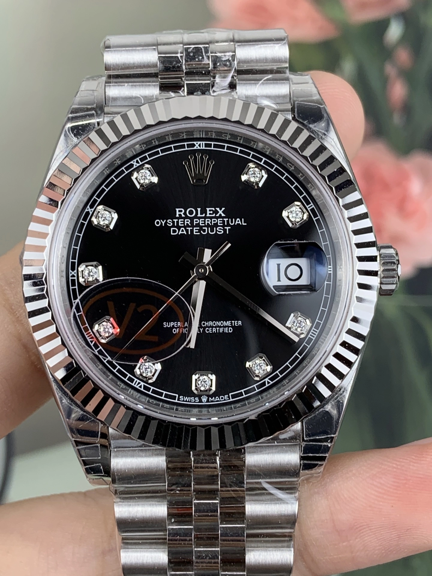 CBD Factory (V2) Rolex Datejust 41mm Deep Black Diamond Dial Fluted Bezel Jubilee Bracelet (126334) 1:1 Super Clone – DD3235 Movement WrinkleFree 45