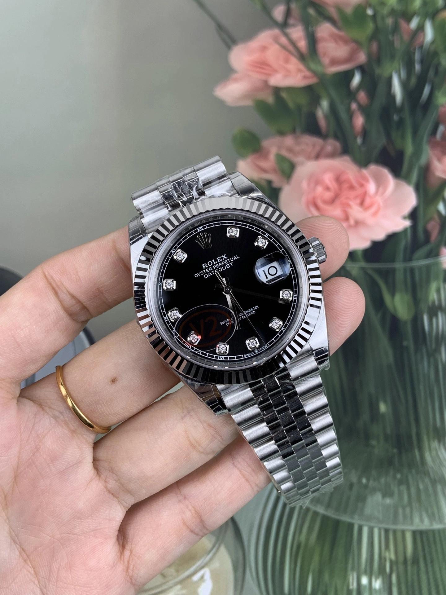 CBD Factory (V2) Rolex Datejust 41mm Deep Black Diamond Dial Fluted Bezel Jubilee Bracelet (126334) 1:1 Super Clone – DD3235 Movement WrinkleFree 45