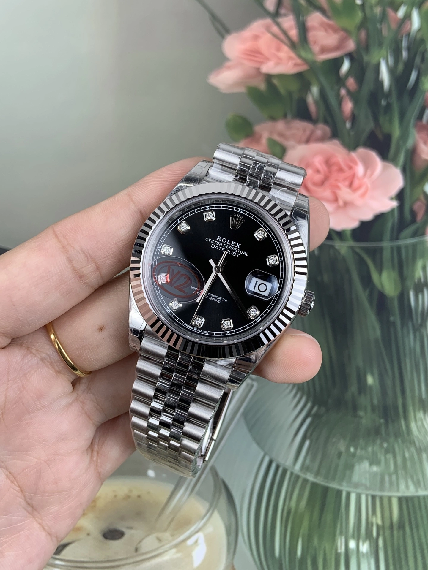 CBD Factory (V2) Rolex Datejust 41mm Deep Black Diamond Dial Fluted Bezel Jubilee Bracelet (126334) 1:1 Super Clone – DD3235 Movement WrinkleFree 45