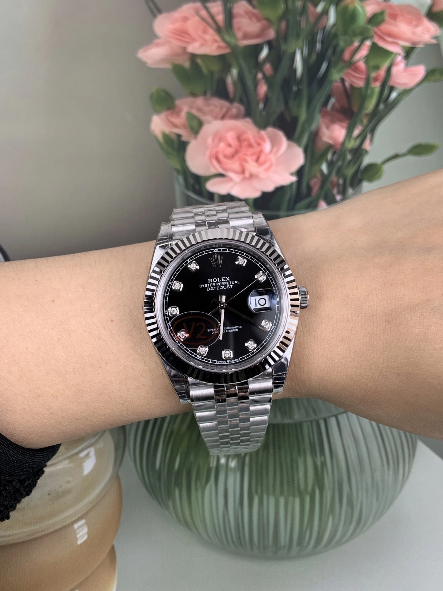 CBD Factory (V2) Rolex Datejust 41mm Deep Black Diamond Dial Fluted Bezel Jubilee Bracelet (126334) 1:1 Super Clone – DD3235 Movement WrinkleFree 45