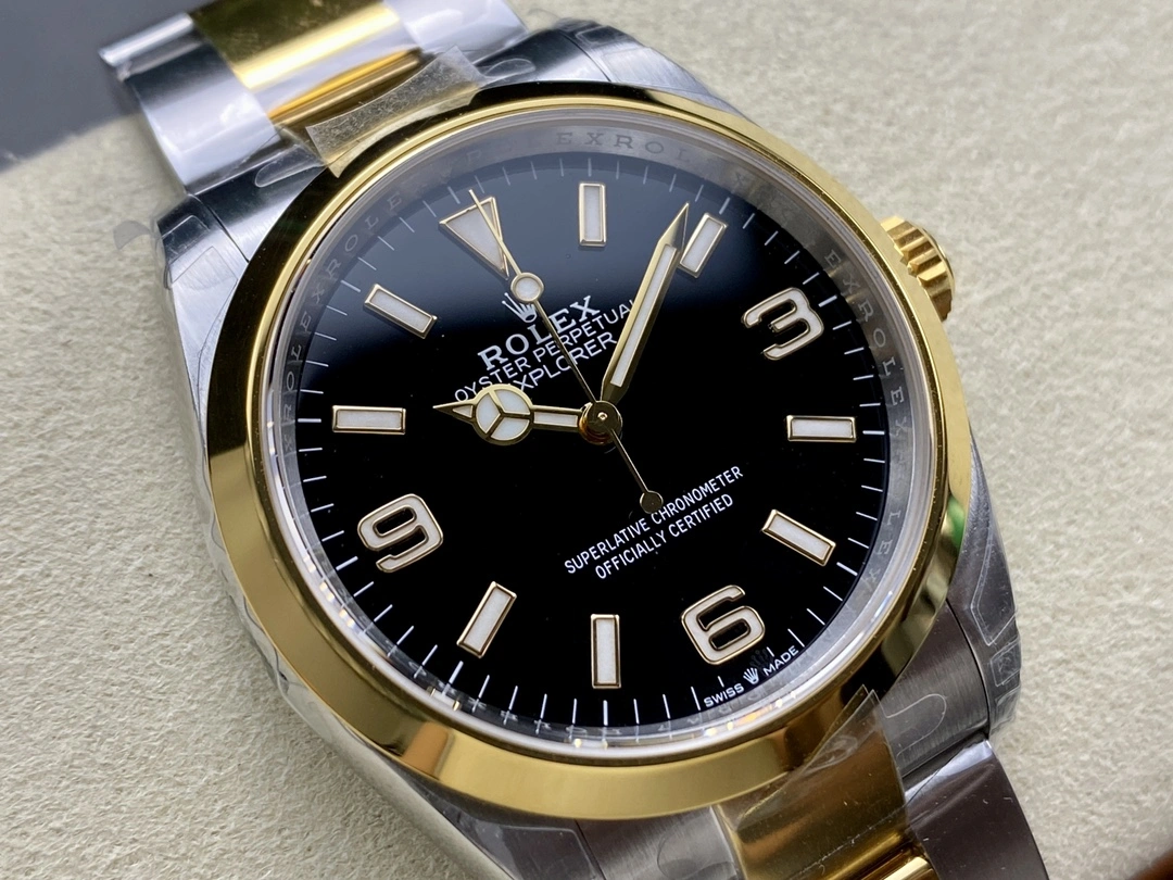 Lightweight CBD Factory Rolex Explorer 36mm Two-Tone Yellow Gold Black “3-6-9” Dial Smooth Bezel Oyster Bracelet (124273) 1:1 Super Clone – DD3230 Movement 140