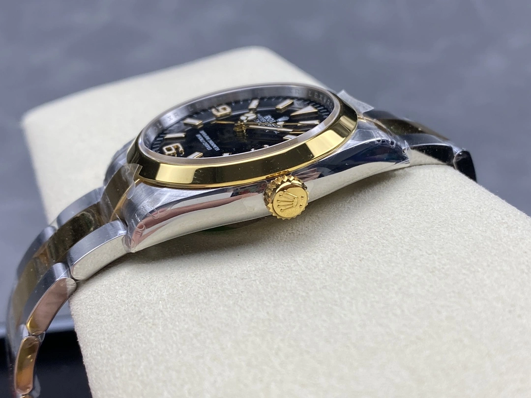 Lightweight CBD Factory Rolex Explorer 36mm Two-Tone Yellow Gold Black “3-6-9” Dial Smooth Bezel Oyster Bracelet (124273) 1:1 Super Clone – DD3230 Movement 140