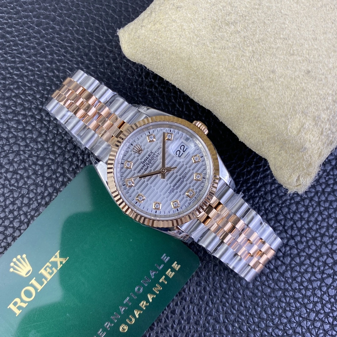 CBD Factory Rolex Datejust 36mm Two-Tone Rose Gold Silver Fluted Motif Diamond Dial Jubilee Bracelet (126231) 1:1 Super Clone – DD3235 Movement Original 112