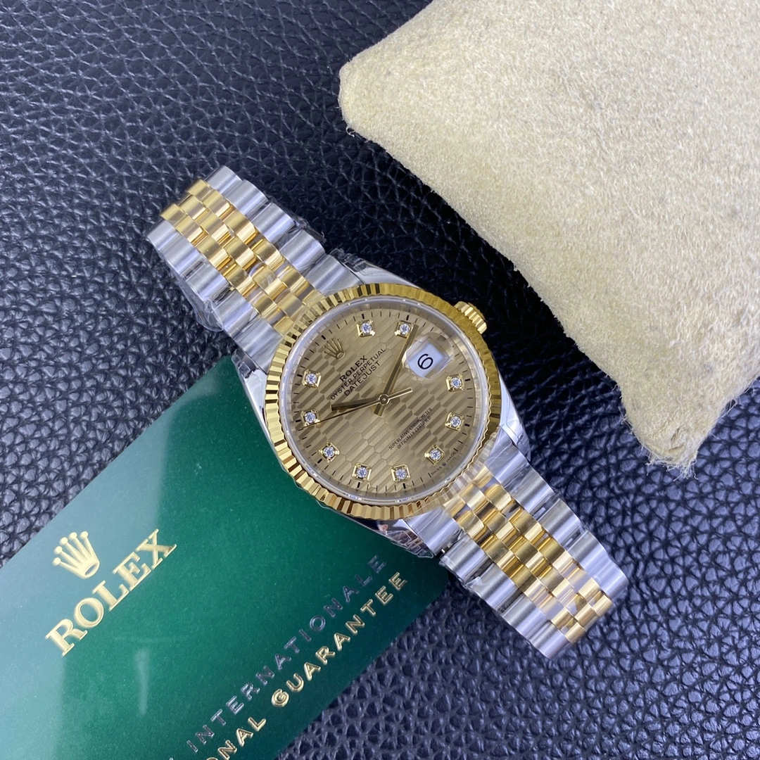 Comfortable CBD Factory Rolex Datejust 36mm Two-Tone Yellow Gold Golden Fluted Motif Diamond Dial Jubilee Bracelet (126233) 1:1 Super Clone – DD3235 Movement 117