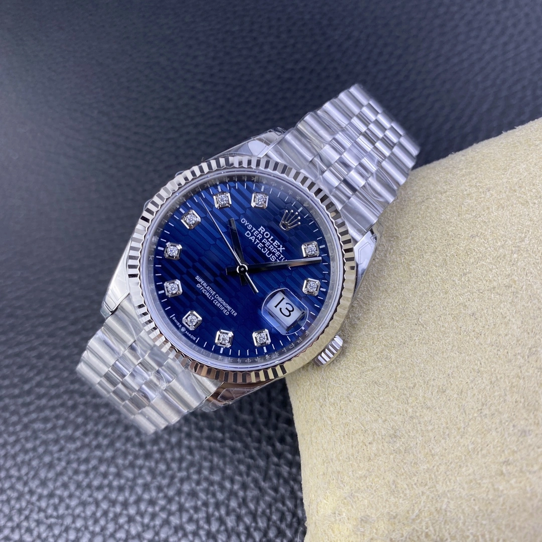 CBD Factory Rolex Datejust 36mm Blue Fluted Motif Diamond Dial Jubilee Bracelet (126234) 1:1 Super Clone – DD3235 Movement SmartChoice 102