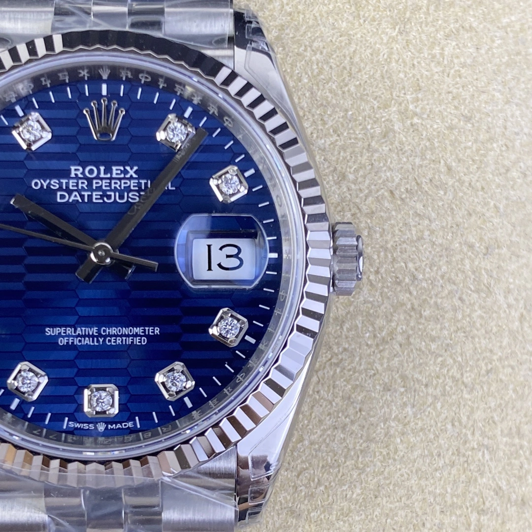 CBD Factory Rolex Datejust 36mm Blue Fluted Motif Diamond Dial Jubilee Bracelet (126234) 1:1 Super Clone – DD3235 Movement SmartChoice 102