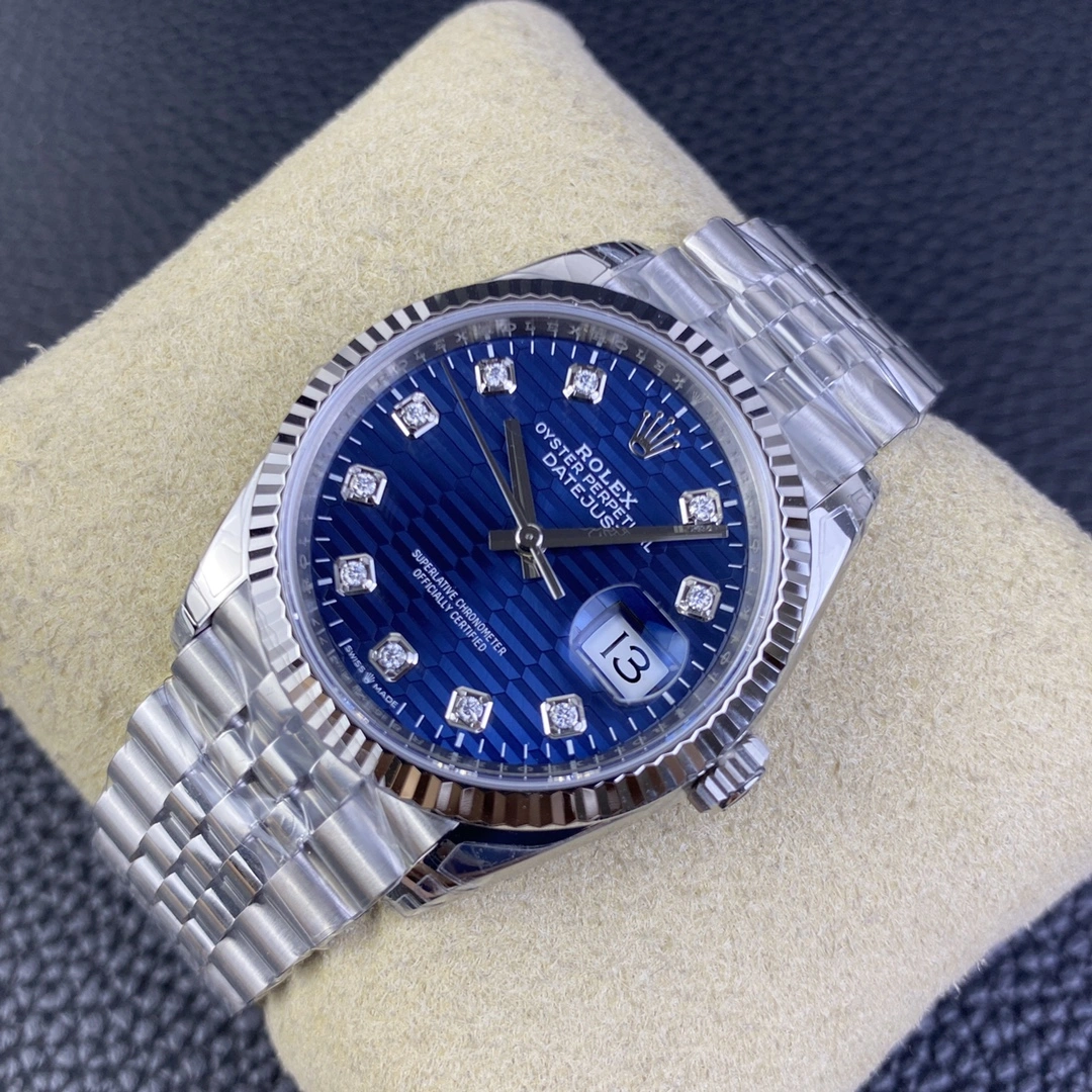 CBD Factory Rolex Datejust 36mm Blue Fluted Motif Diamond Dial Jubilee Bracelet (126234) 1:1 Super Clone – DD3235 Movement SmartChoice 102