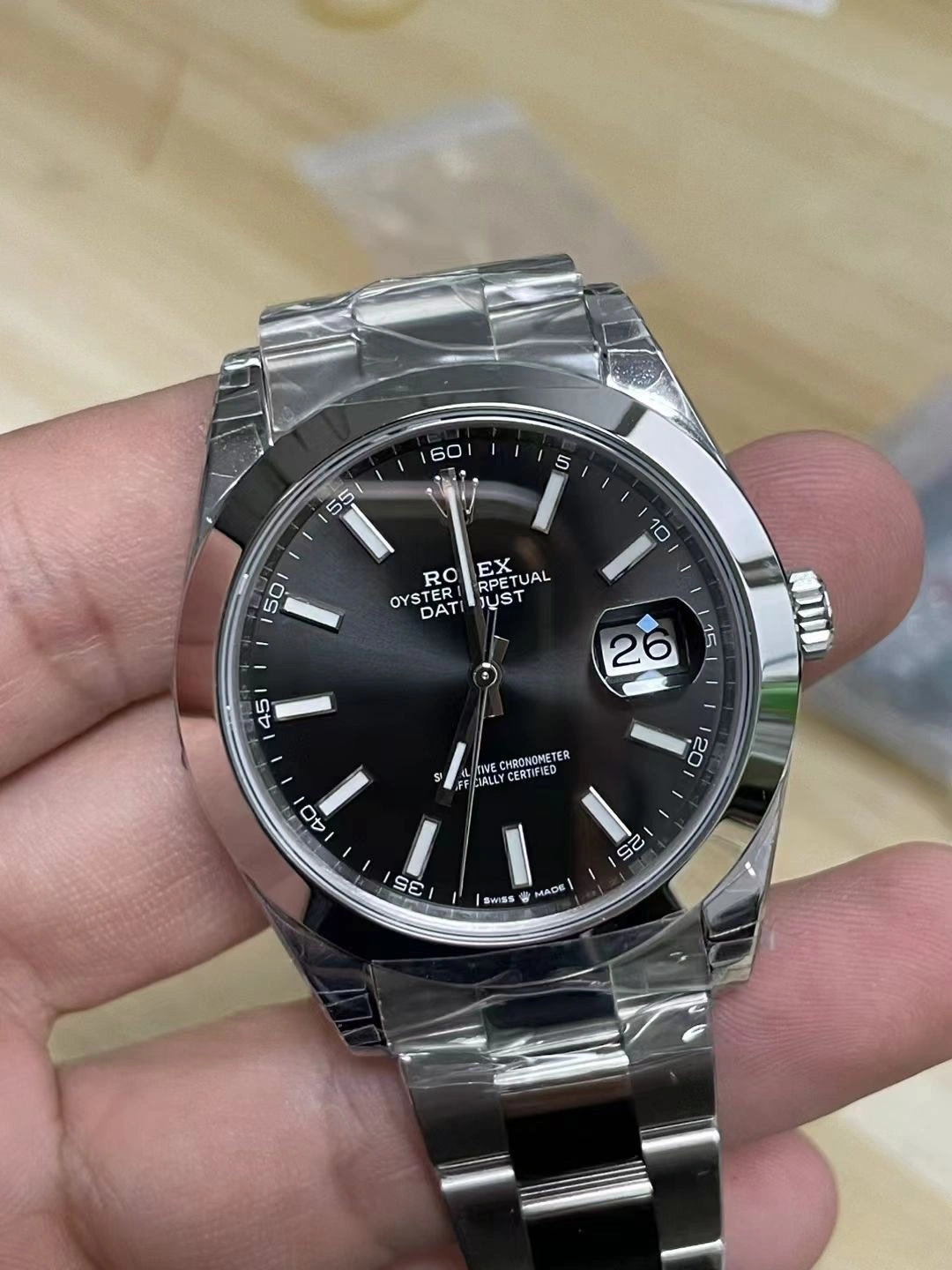 CBD Factory Rolex Datejust 41mm Black Dial Smooth Bezel Oyster Bracelet (126300) 1:1 Super Clone – DD3235 Movement Breathable 49