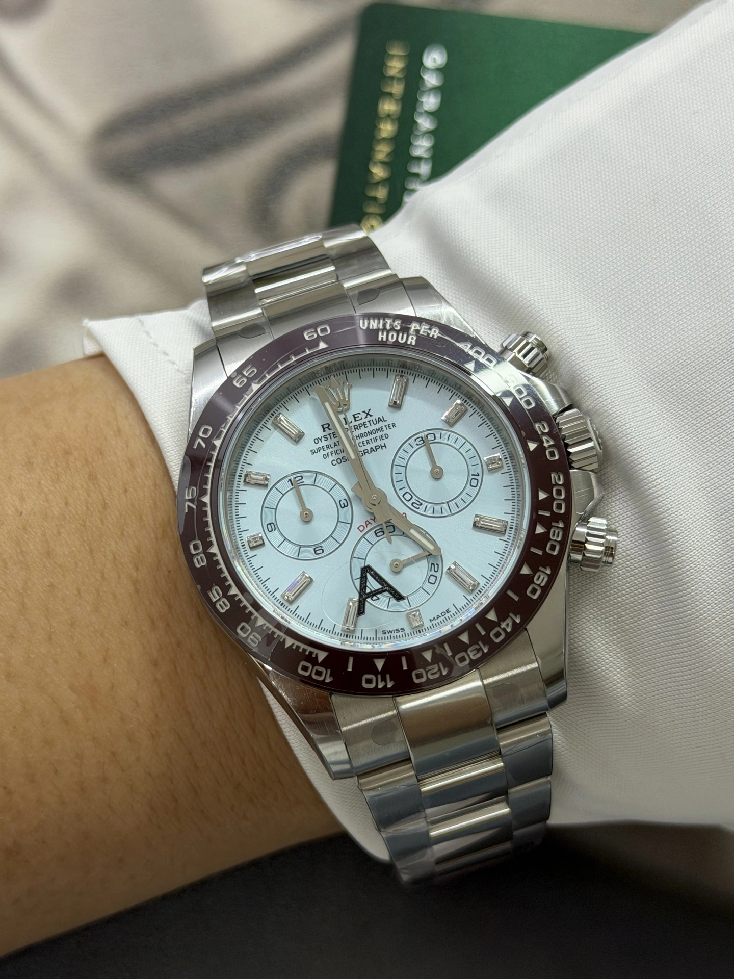CBD Factory Rolex Cosmograph Daytona 40mm Platinum Ice Blue Baguette Diamond Dial (116506) 1:1 Super Clone – DD4130 Movement Durable 36
