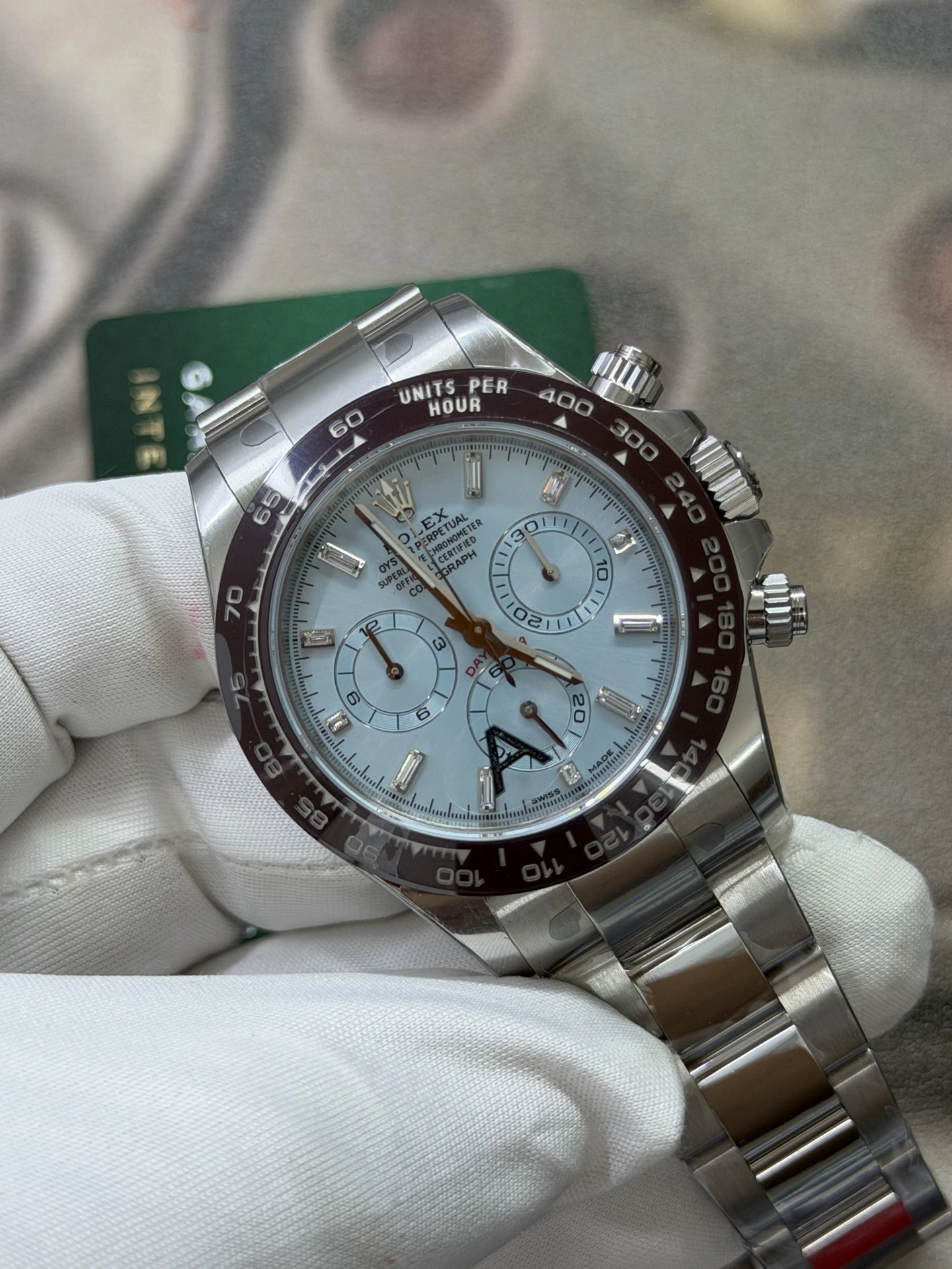 CBD Factory Rolex Cosmograph Daytona 40mm Platinum Ice Blue Baguette Diamond Dial (116506) 1:1 Super Clone – DD4130 Movement Durable 36