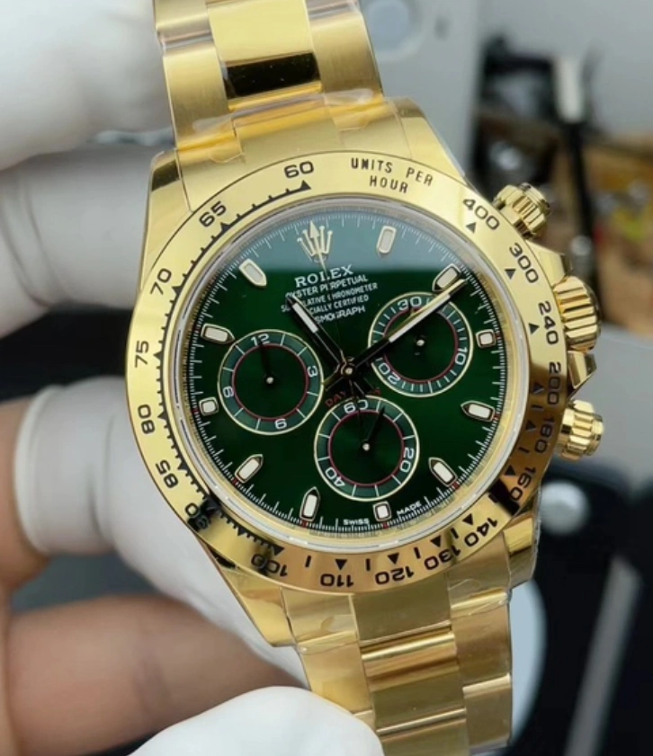 MoistureWicking CBD Factory Rolex Cosmograph Daytona Full Yellow Gold “John Mayer” Green Dial (116508) 1:1 Super Clone – DD4130 Movement 30