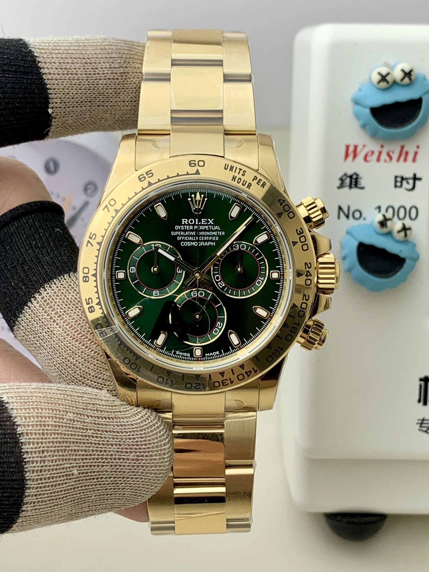 MoistureWicking CBD Factory Rolex Cosmograph Daytona Full Yellow Gold “John Mayer” Green Dial (116508) 1:1 Super Clone – DD4130 Movement 30