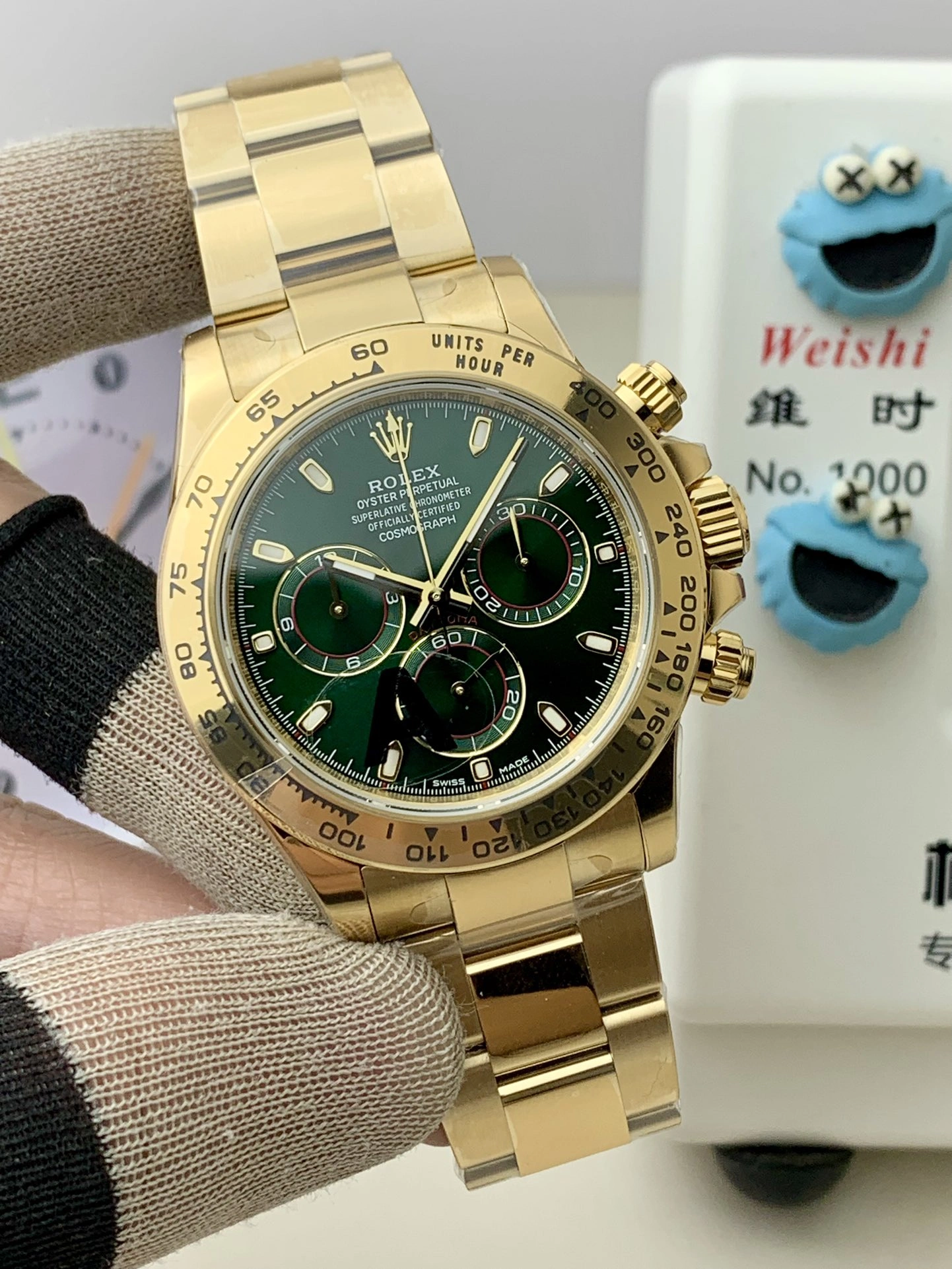 MoistureWicking CBD Factory Rolex Cosmograph Daytona Full Yellow Gold “John Mayer” Green Dial (116508) 1:1 Super Clone – DD4130 Movement 30
