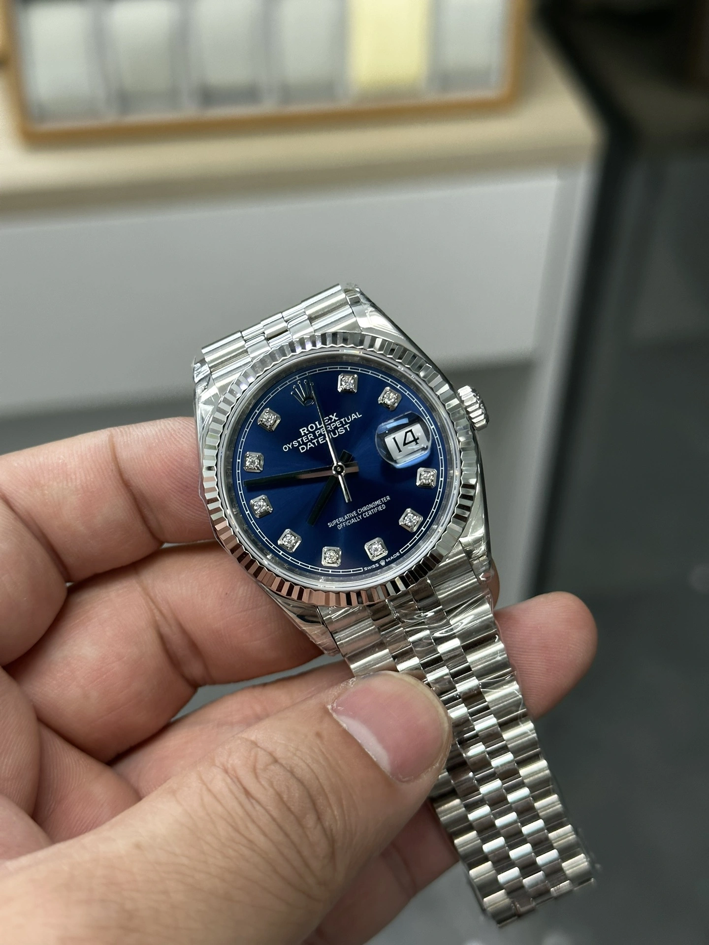 Breathable CBD Factory Rolex Datejust 36mm Sunburst Blue Diamond Dial Jubilee Bracelet (126234) 1:1 Super Clone – DD3235 Movement 107