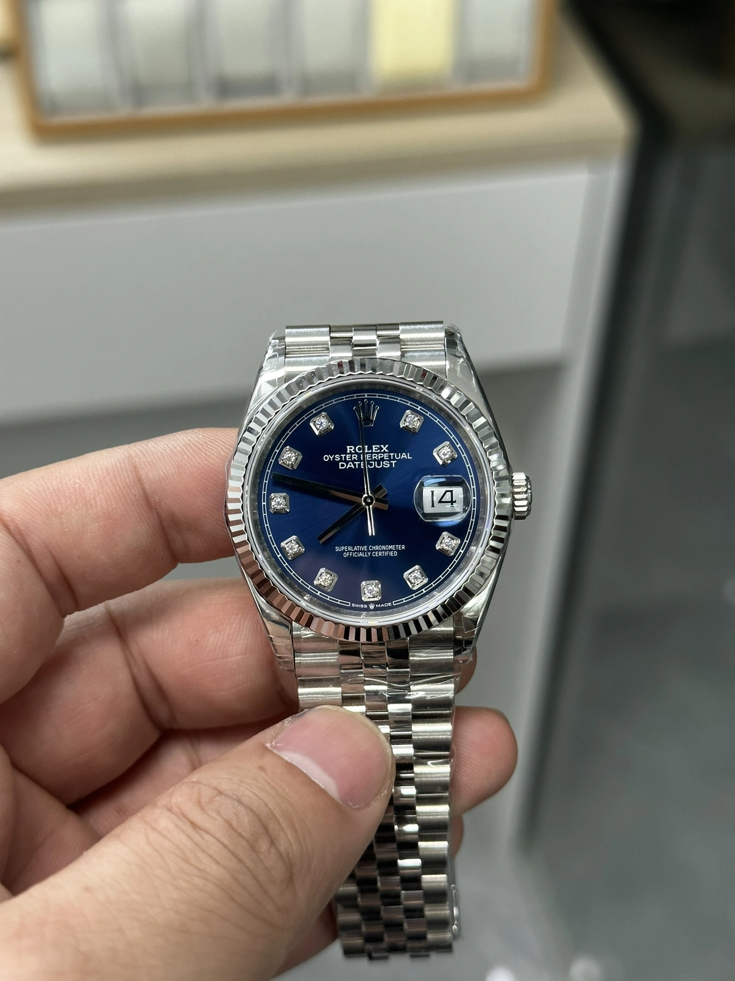 Breathable CBD Factory Rolex Datejust 36mm Sunburst Blue Diamond Dial Jubilee Bracelet (126234) 1:1 Super Clone – DD3235 Movement 107