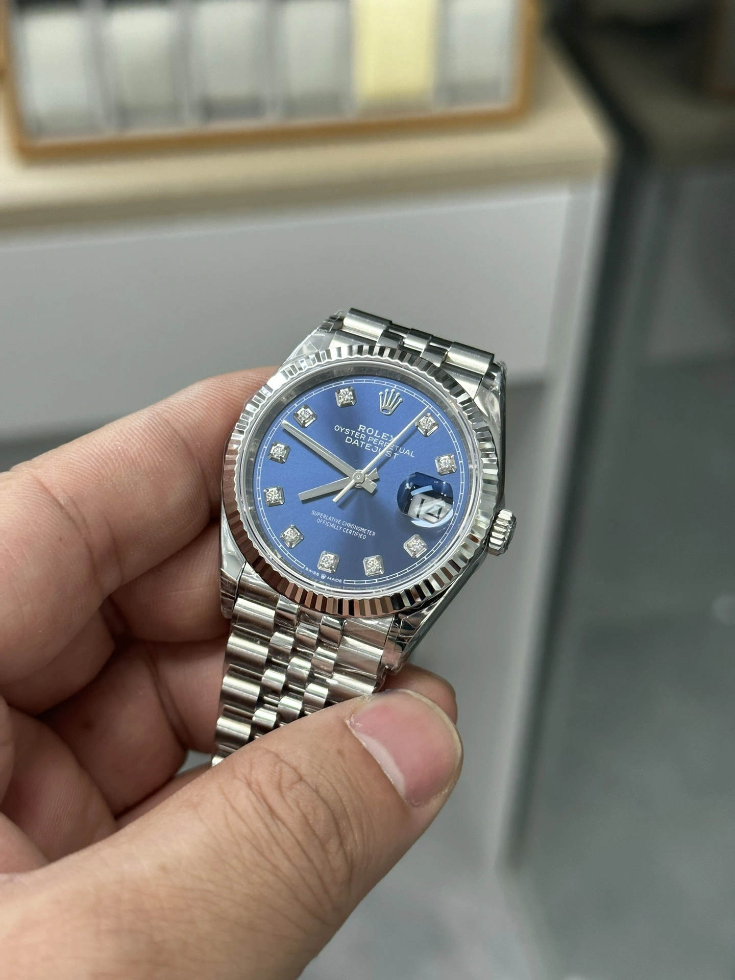 Breathable CBD Factory Rolex Datejust 36mm Sunburst Blue Diamond Dial Jubilee Bracelet (126234) 1:1 Super Clone – DD3235 Movement 107