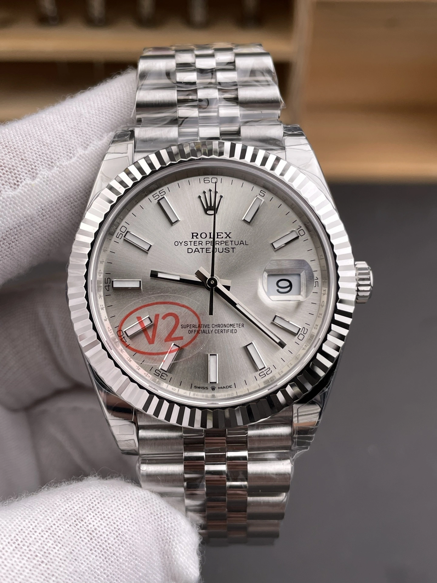 CBD Factory (V2) Rolex Datejust 41mm Silver Sunburst Dial Fluted Bezel Jubilee Bracelet (126334) 1:1 Super Clone – DD3235 Movement Breathable 46