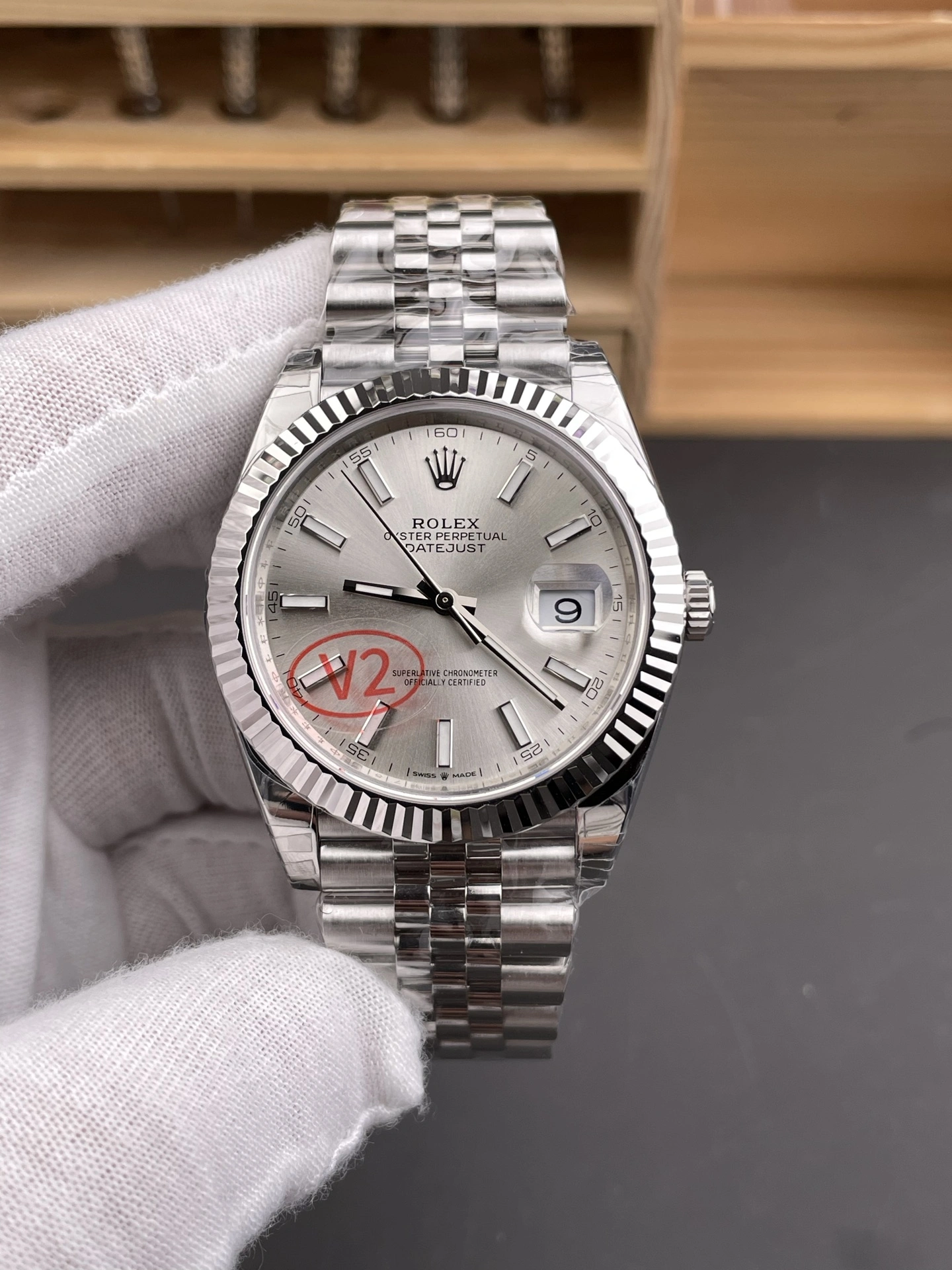 CBD Factory (V2) Rolex Datejust 41mm Silver Sunburst Dial Fluted Bezel Jubilee Bracelet (126334) 1:1 Super Clone – DD3235 Movement Breathable 46