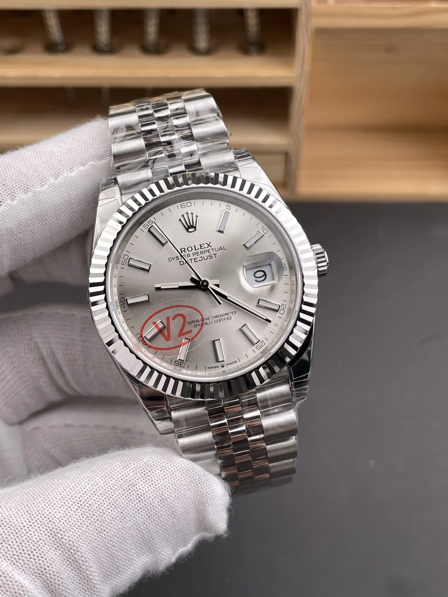 CBD Factory (V2) Rolex Datejust 41mm Silver Sunburst Dial Fluted Bezel Jubilee Bracelet (126334) 1:1 Super Clone – DD3235 Movement Breathable 46