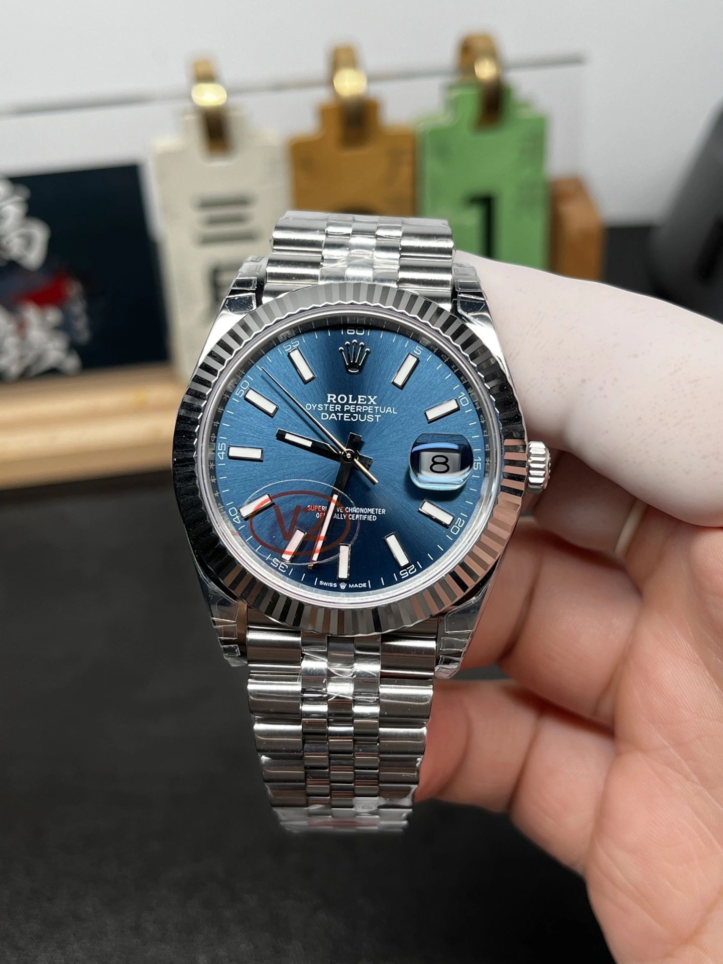 CBD Factory (V2) Rolex Datejust 41mm Blue Sunburst Dial Fluted Bezel Jubilee Bracelet (126334) 1:1 Super Clone – DD3235 Movement Unisex 44