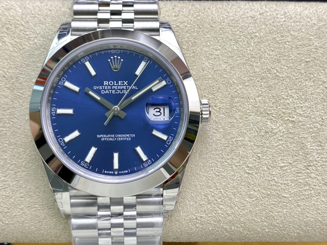 Functional CBD Factory Rolex Datejust 41mm Blue Sunburst Dial Smooth Bezel Jubilee Bracelet (126300) 1:1 Super Clone – DD3235 Movement 53