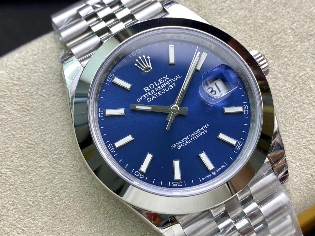 Functional CBD Factory Rolex Datejust 41mm Blue Sunburst Dial Smooth Bezel Jubilee Bracelet (126300) 1:1 Super Clone – DD3235 Movement 53