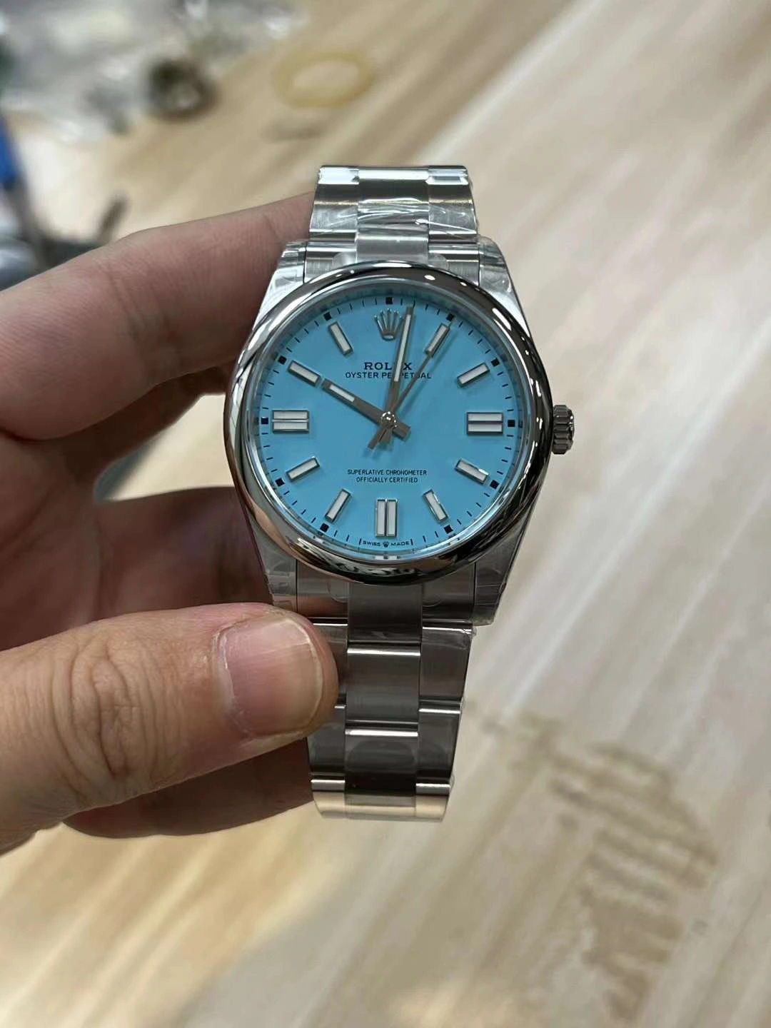 Stretchable CBD Factory Rolex Oyster Perpetual 41mm Turquoise “Tiffany” Blue Dial Smooth Bezel Oyster Bracelet (124300) 1:1 Super Clone – CBD3230 Movement 171