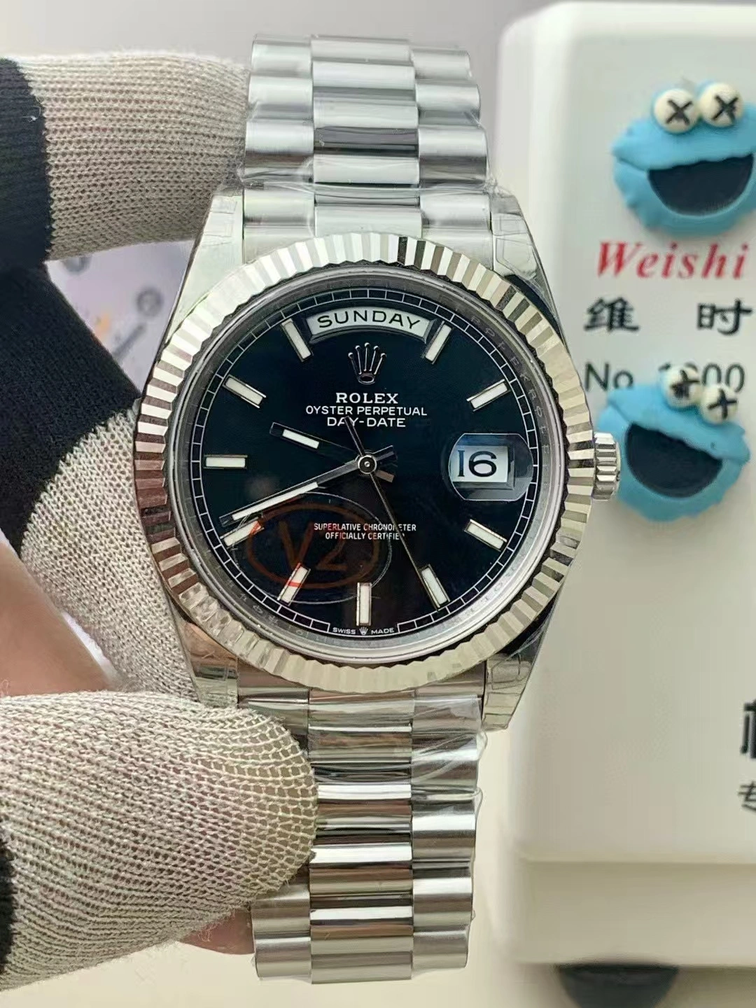 Reliable CBD Factory Rolex Day-Date 40 White Gold Black Dial (228239) V2 1:1 Super Clone – DD3255 Movement 128