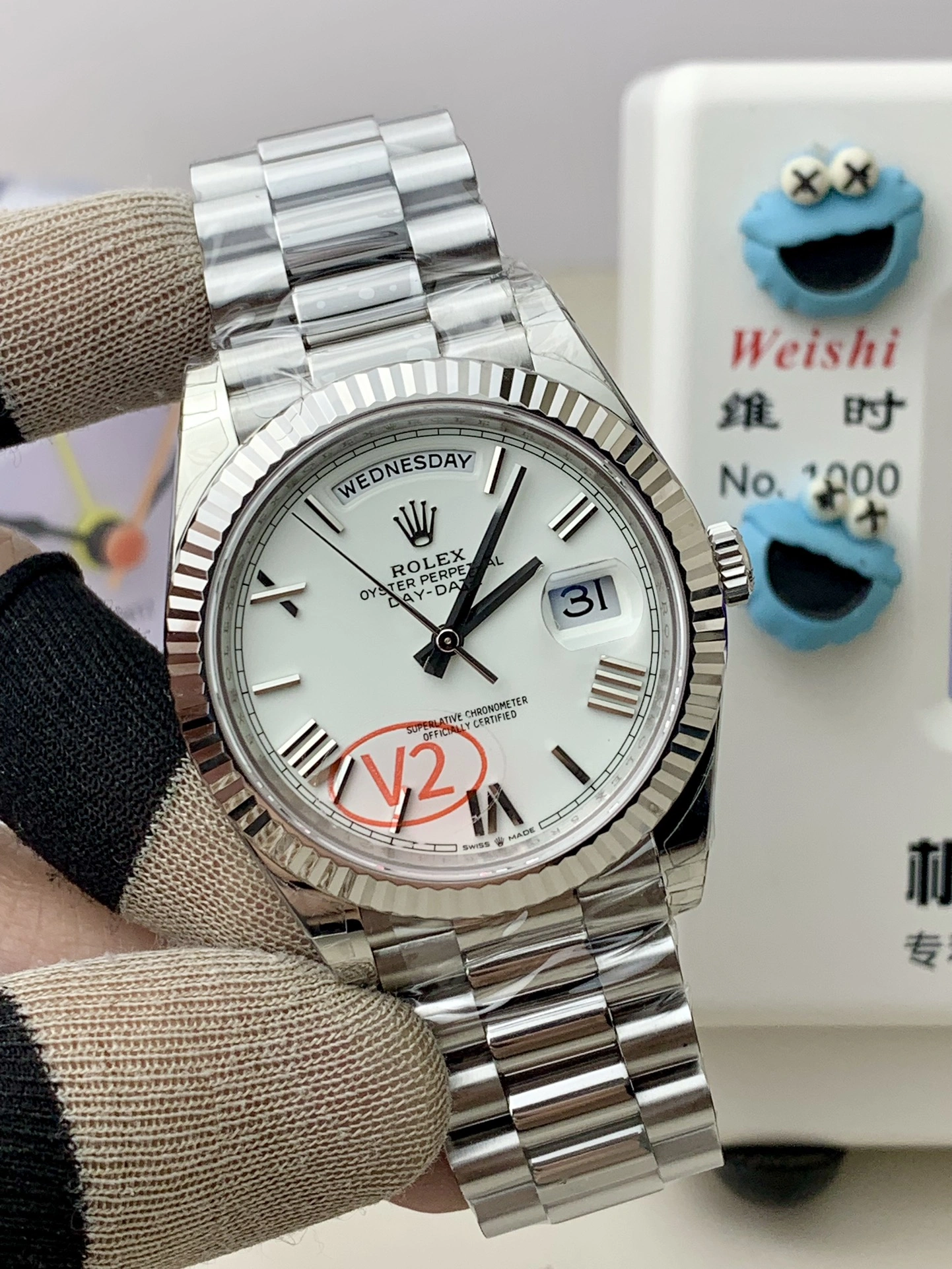Fashionable CBD Factory (V2) Rolex Day-Date 40mm White Roman Dial Fluted Bezel President Bracelet (228239) 1:1 Super Clone – DD3255 Movement 135