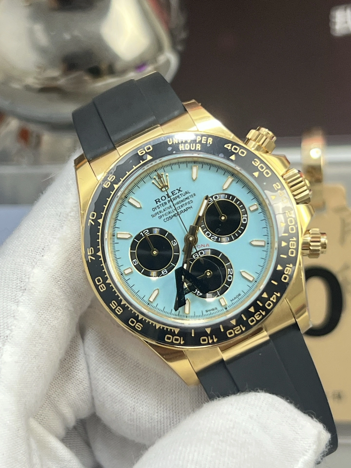 Functional CBD Factory Rolex Cosmograph Daytona “Tiffany” Turquoise Dial Rubber Strap (126518LN) 1:1 Super Clone – DD4131 Movement 22