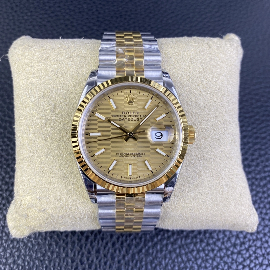 CBD Factory Rolex Datejust 36mm Two-Tone Yellow Gold Fluted Motif Dial Jubilee Bracelet(126233) 1:1 Super Clone – DD3235 Movement Stretchable 116