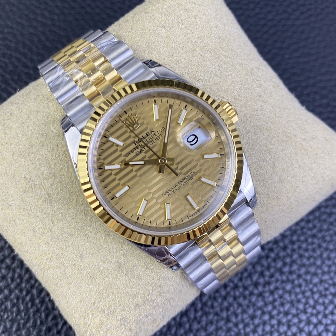 CBD Factory Rolex Datejust 36mm Two-Tone Yellow Gold Fluted Motif Dial Jubilee Bracelet(126233) 1:1 Super Clone – DD3235 Movement Stretchable 116