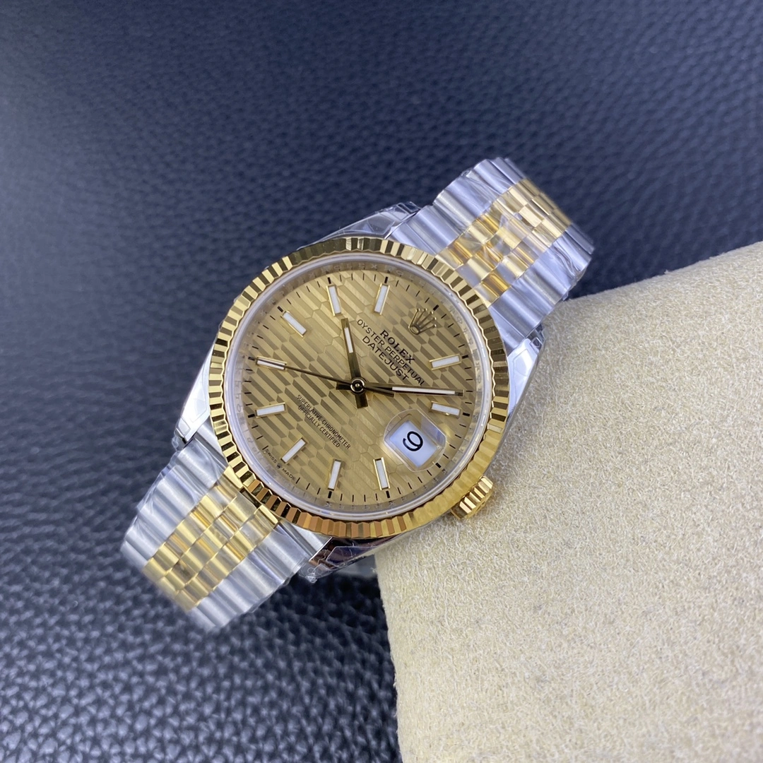 CBD Factory Rolex Datejust 36mm Two-Tone Yellow Gold Fluted Motif Dial Jubilee Bracelet(126233) 1:1 Super Clone – DD3235 Movement Stretchable 116
