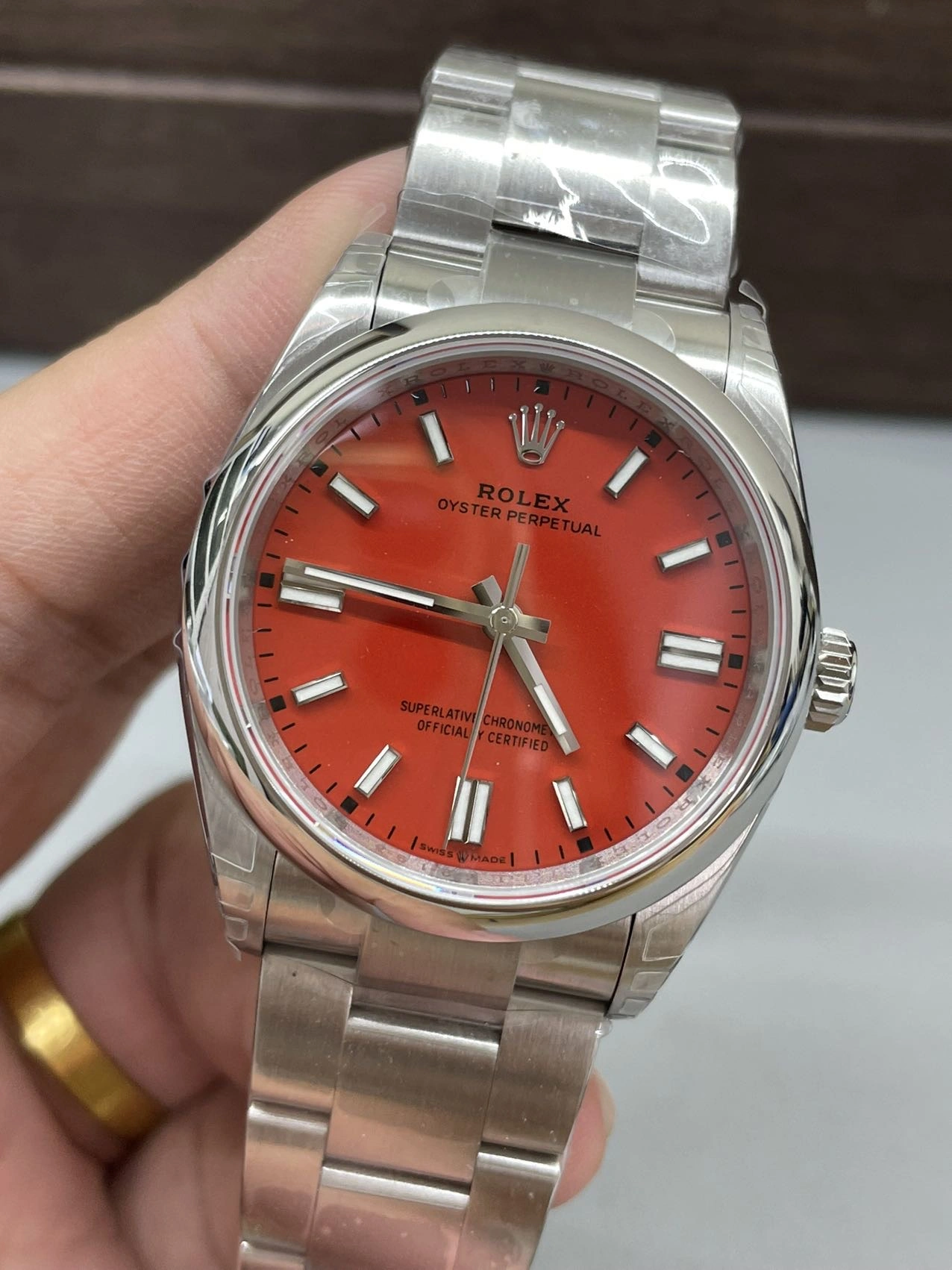 CBD Factory Rolex Oyster Perpetual 36mm Coral Red Dial Smooth Bezel Oyster Bracelet (126000) 1:1 Super Clone – DD3230 Movement ZipUp 180