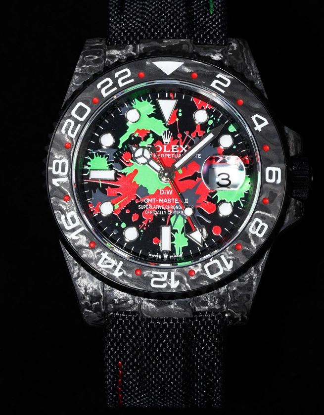 CBD Factory Rolex GMT-Master II “DiW Carbon Splatter” Forged Carbon Fiber (Custom Edition) 1:1 Super Clone – DD3285 Movement TravelReady 156