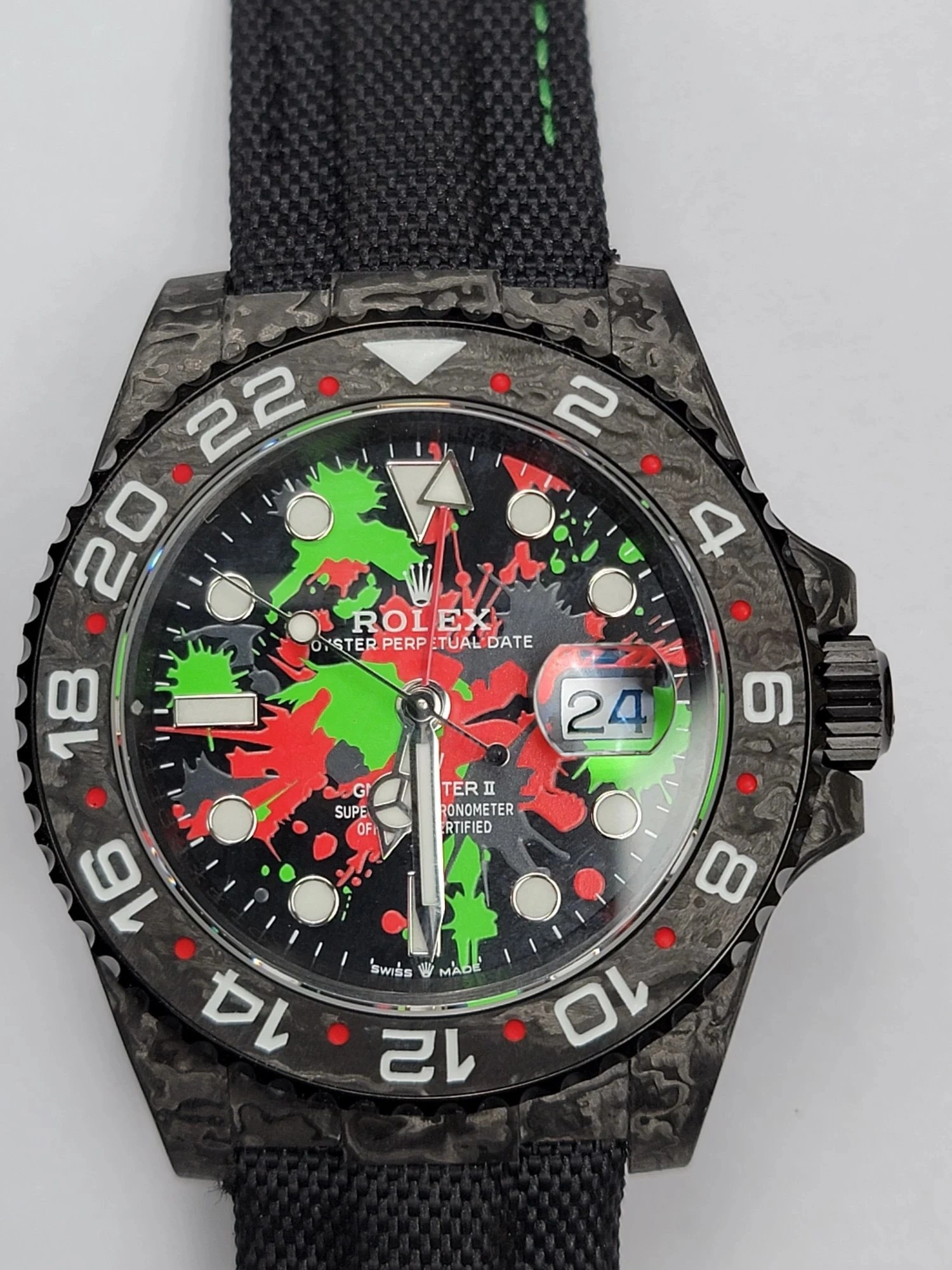 CBD Factory Rolex GMT-Master II “DiW Carbon Splatter” Forged Carbon Fiber (Custom Edition) 1:1 Super Clone – DD3285 Movement TravelReady 156