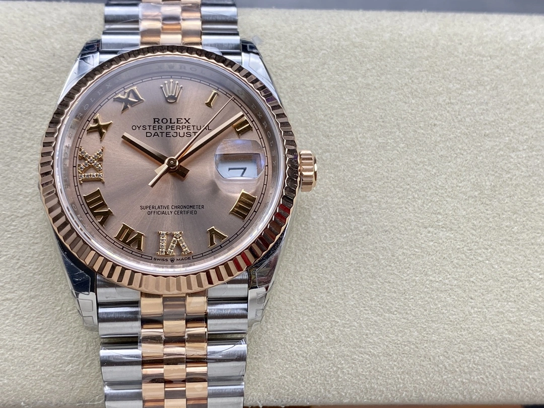 CBD Factory Rolex Datejust 36mm Two-Tone Rose Gold Rosé Dial with Diamond Roman Makes (126231) 1:1 Super Clone – DD3235 Movement WrinkleFree 114