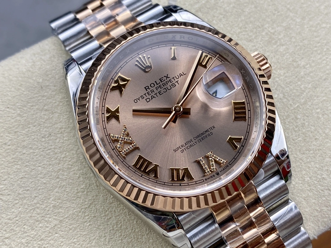 CBD Factory Rolex Datejust 36mm Two-Tone Rose Gold Rosé Dial with Diamond Roman Makes (126231) 1:1 Super Clone – DD3235 Movement WrinkleFree 114