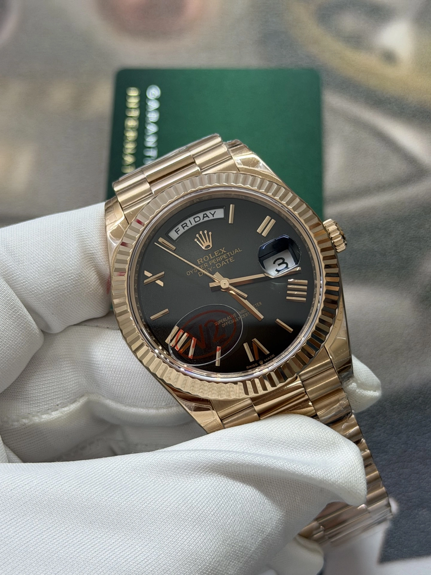 Effortless CBD Factory Rolex Day-Date 40mm Everose Gold Ombré Grey Roman Dial (228235) 1:1 Super Clone – DD3255 Movement 123