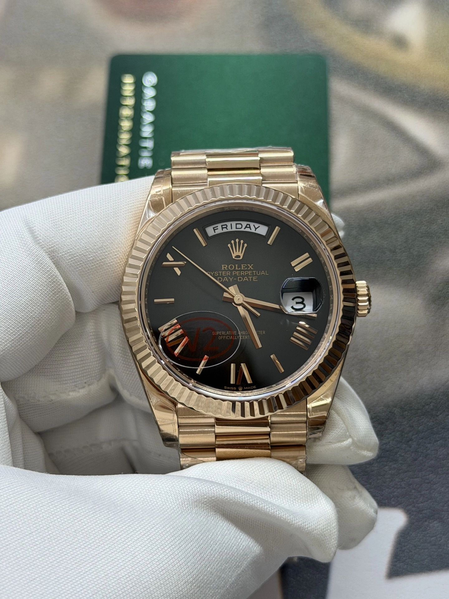 Effortless CBD Factory Rolex Day-Date 40mm Everose Gold Ombré Grey Roman Dial (228235) 1:1 Super Clone – DD3255 Movement 123