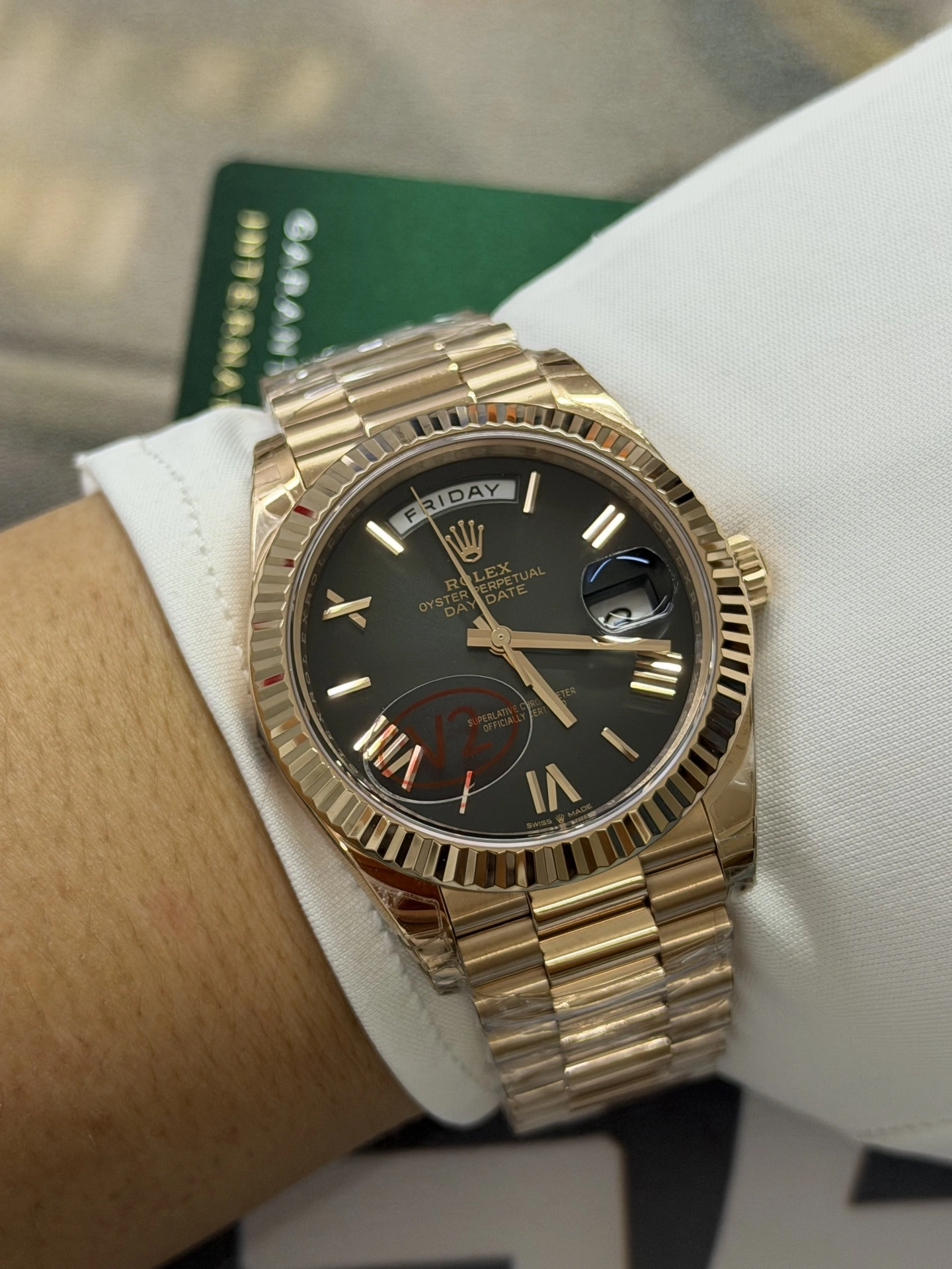 Effortless CBD Factory Rolex Day-Date 40mm Everose Gold Ombré Grey Roman Dial (228235) 1:1 Super Clone – DD3255 Movement 123