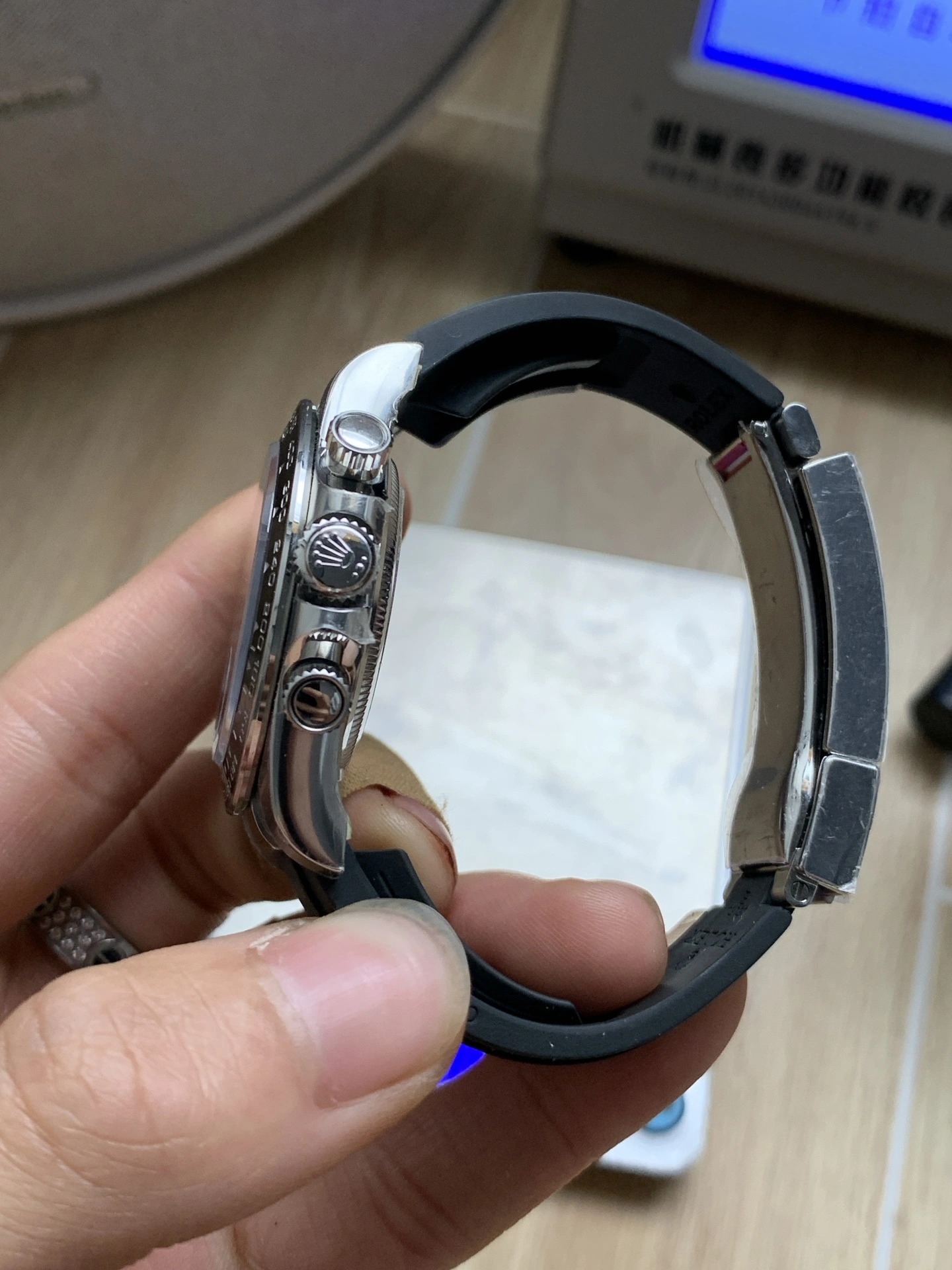 CBD Factory Rolex Cosmograph Daytona White Gold “Ghost” Diamond Dial Rubber Strap (126519LN) 1:1 Super Clone – DD4131 Movement Bold 13