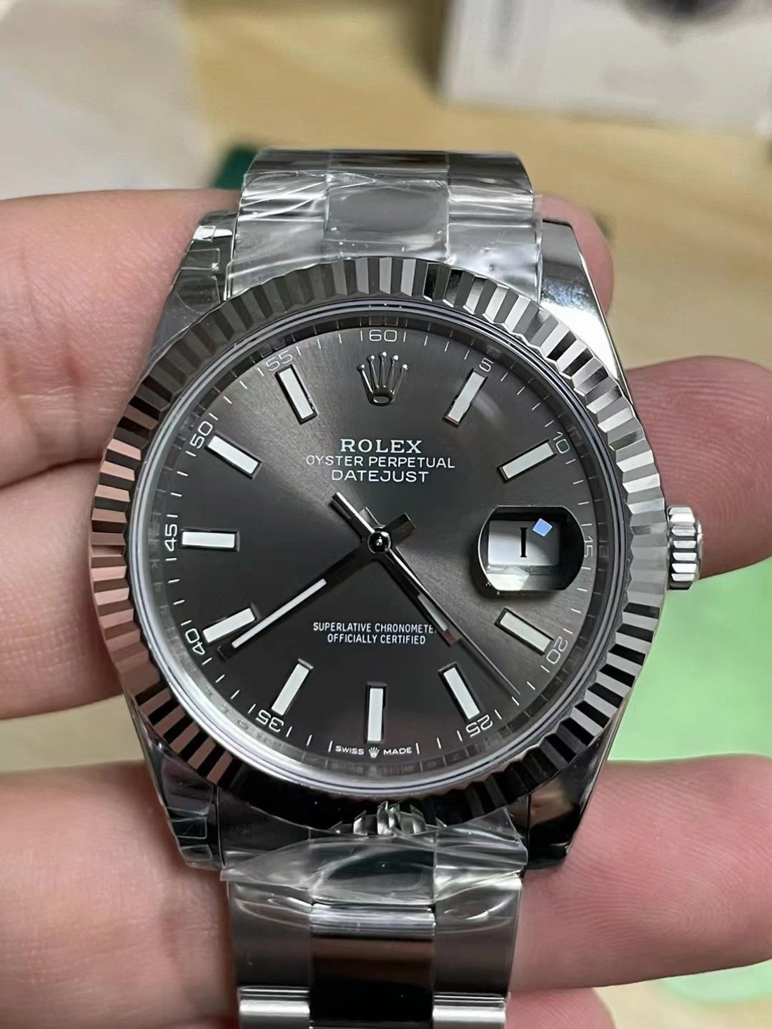CBD Factory Rolex Datejust 41mm Sunburst Slate Grey Dial Fluted Bezel Oyster Bracelet (126334) 1:1 Super Clone – DD3235 Movement Youthful 74