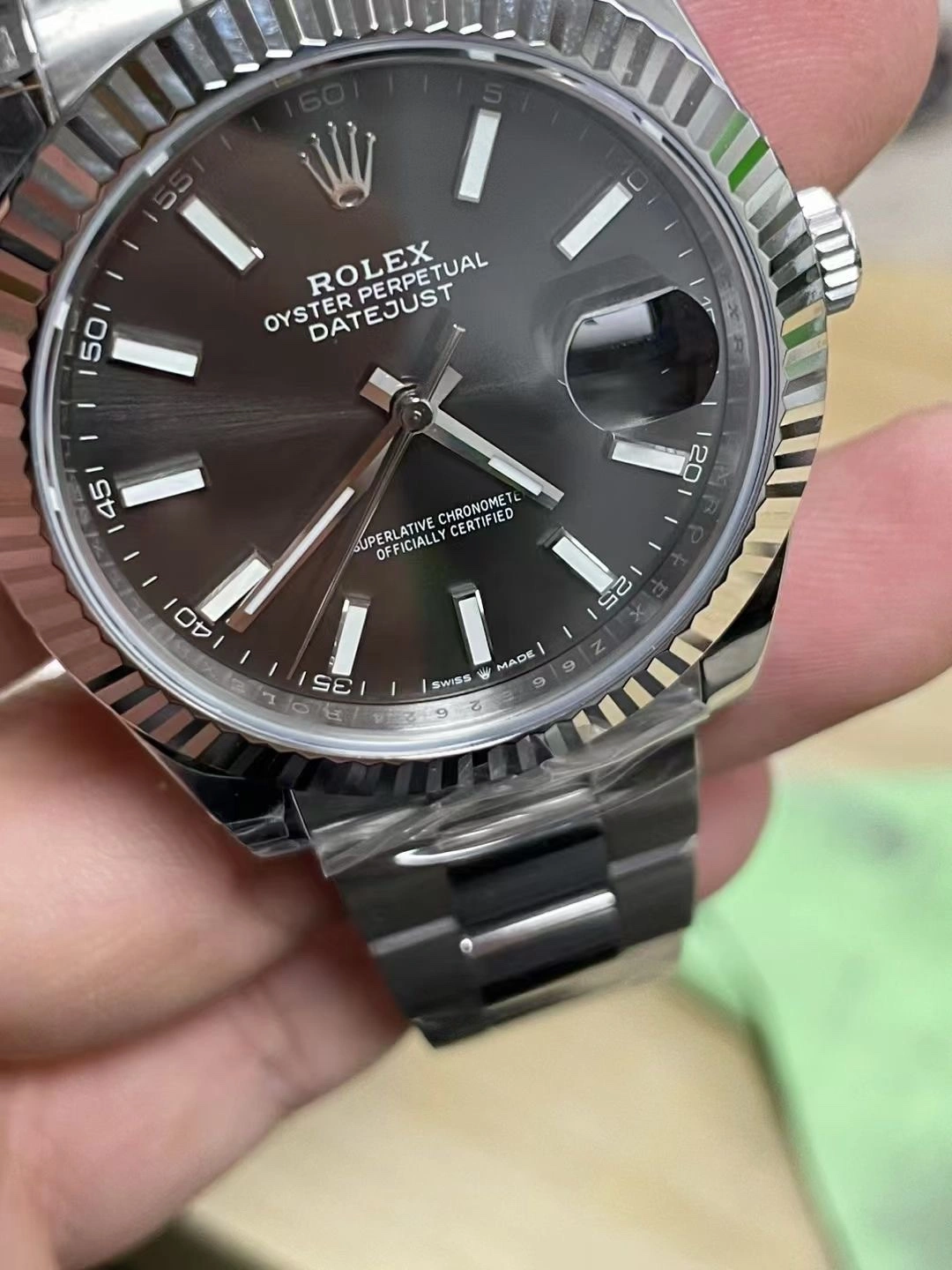 CBD Factory Rolex Datejust 41mm Sunburst Slate Grey Dial Fluted Bezel Oyster Bracelet (126334) 1:1 Super Clone – DD3235 Movement Youthful 74