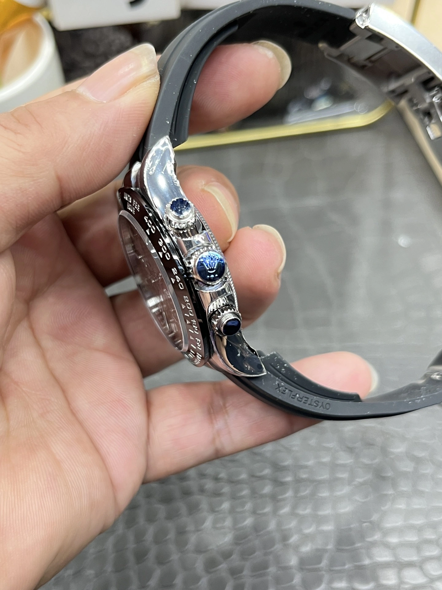 SoftTouch CBD Factory Rolex Cosmograph Daytona “Grey Ghost” Slate Dial Rubber Strap (116519LN) 1:1 Super Clone – DD4130 Movement 29