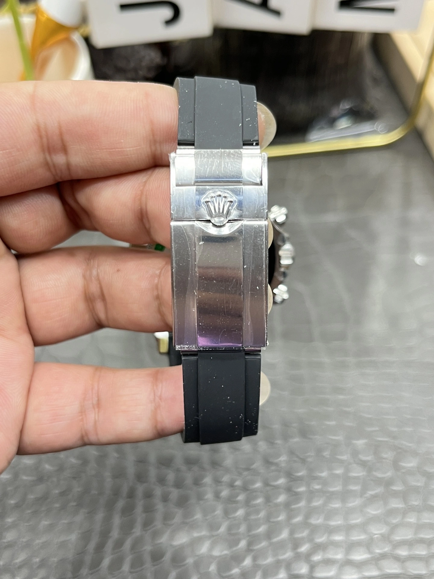 SoftTouch CBD Factory Rolex Cosmograph Daytona “Grey Ghost” Slate Dial Rubber Strap (116519LN) 1:1 Super Clone – DD4130 Movement 29