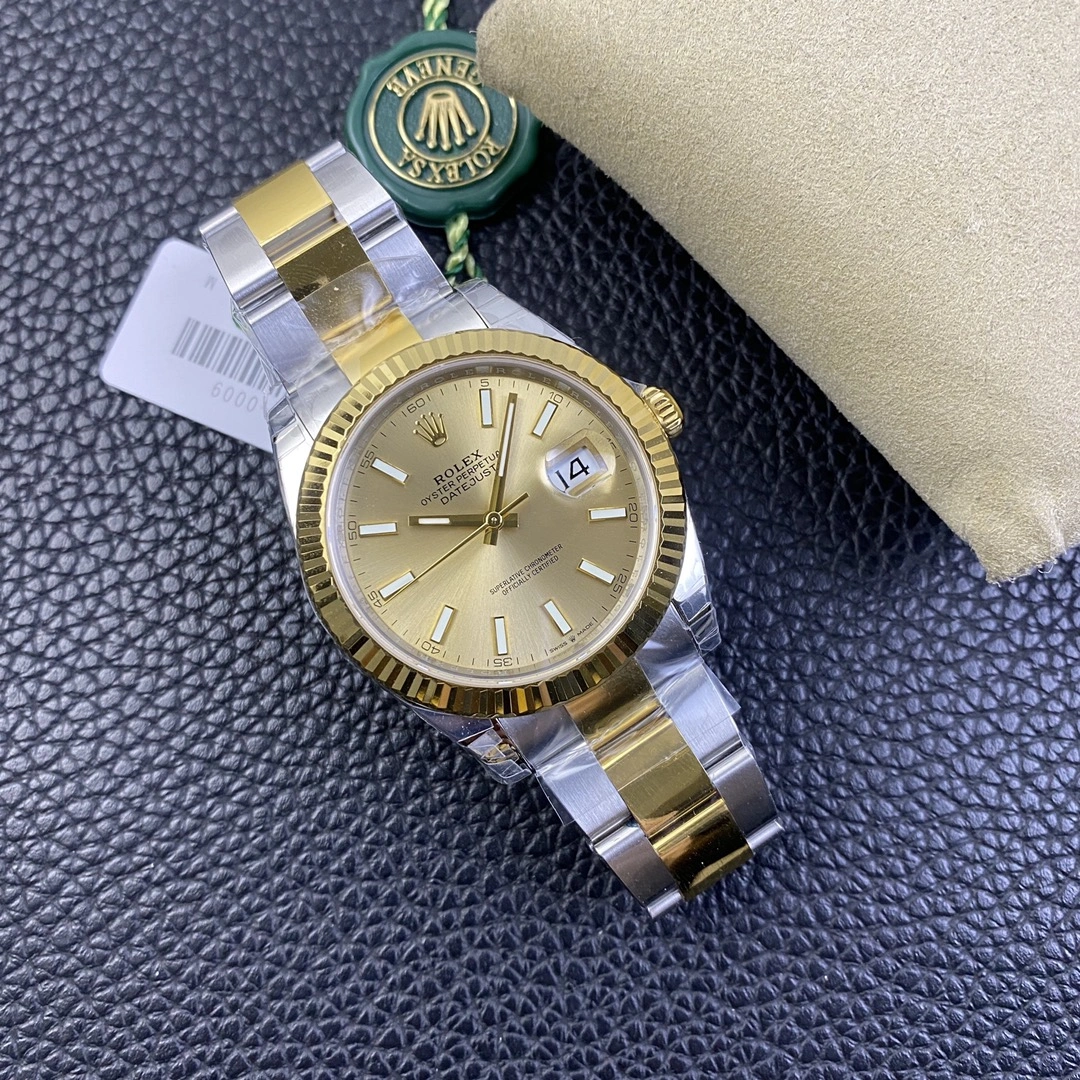 Sophisticated CBD Factory Rolex Datejust 41mm Two-Tone Yellow Gold Champagne Sunburst Dial Fluted Bezel Oyster Bracelet (126333) 1:1 Super Clone – DD3235 Movement 58