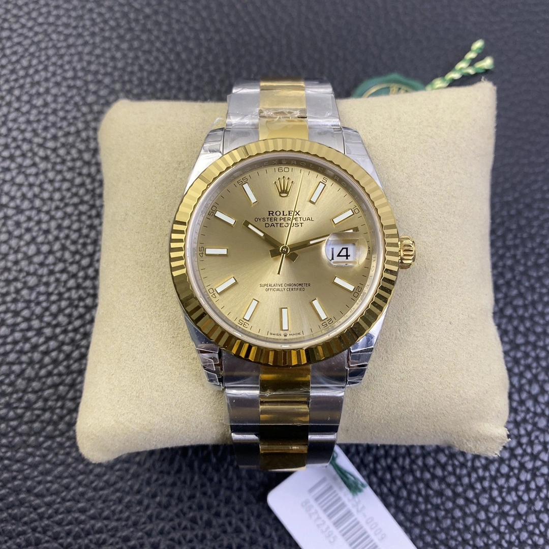 Sophisticated CBD Factory Rolex Datejust 41mm Two-Tone Yellow Gold Champagne Sunburst Dial Fluted Bezel Oyster Bracelet (126333) 1:1 Super Clone – DD3235 Movement 58
