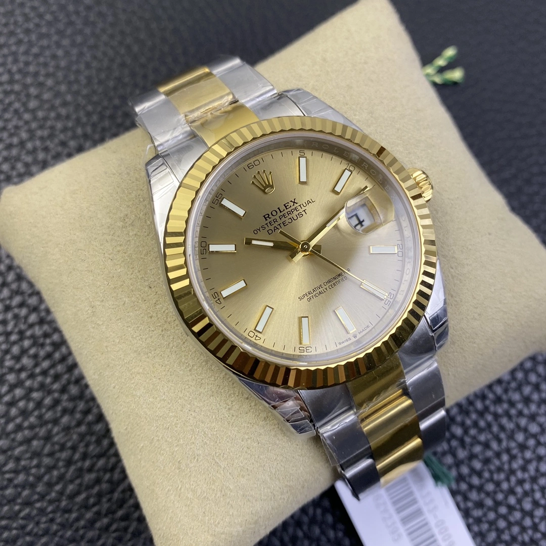 Sophisticated CBD Factory Rolex Datejust 41mm Two-Tone Yellow Gold Champagne Sunburst Dial Fluted Bezel Oyster Bracelet (126333) 1:1 Super Clone – DD3235 Movement 58
